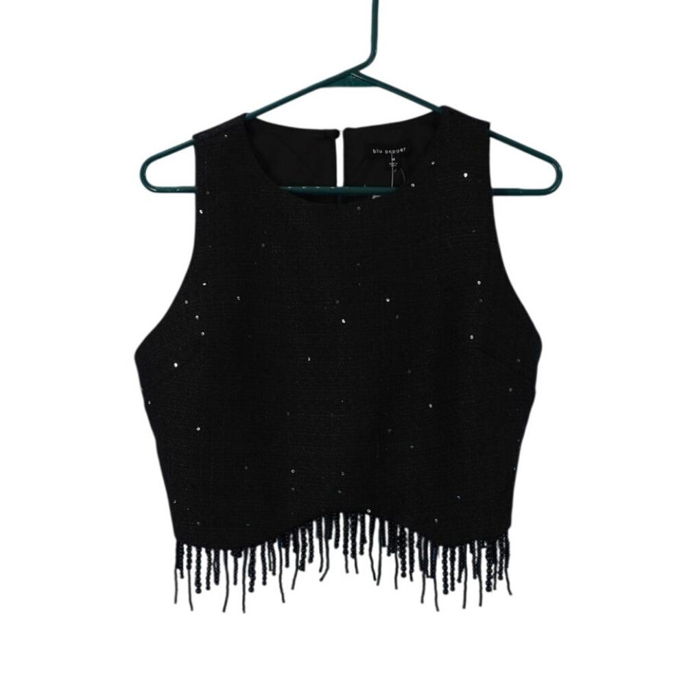 Blu Pepper NWT Black Sequin Top Size Med